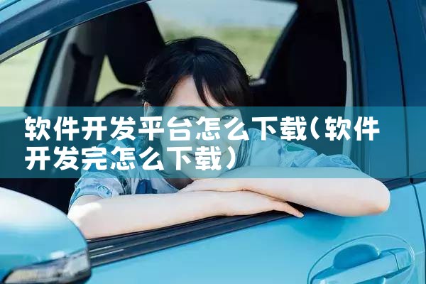 软件开发平台怎么下载