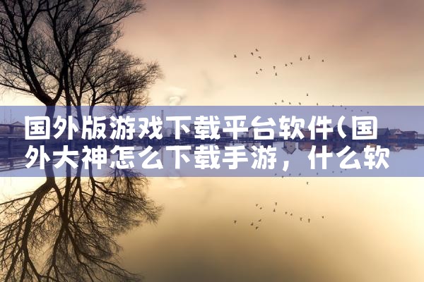 国外版游戏下载平台软件